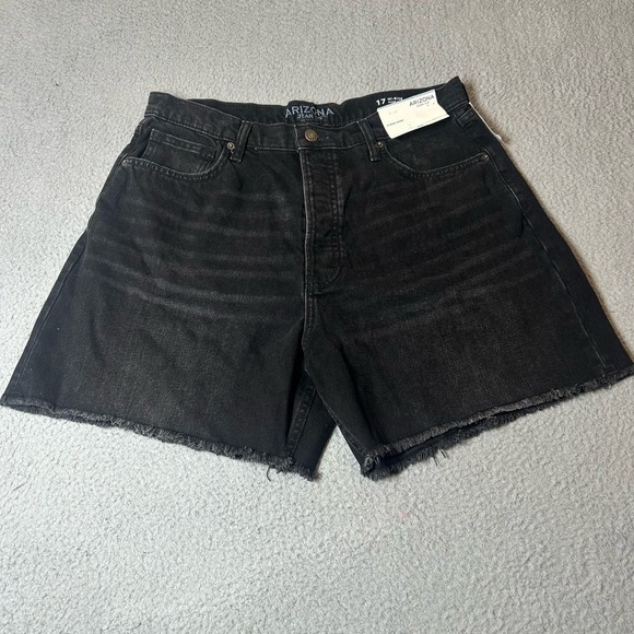 Arizona Jean & Co. Short Womens‎ Juniors 17 Black High Rise Cut Off Denim NEW - Picture 1 of 12